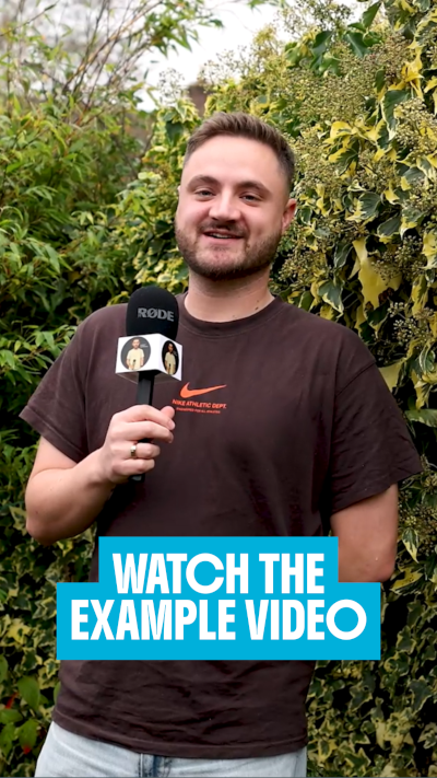 Video preview, Liam's example video entry