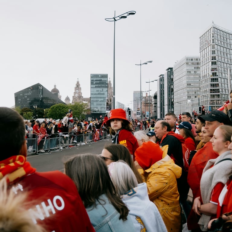 a crowd of football fans
