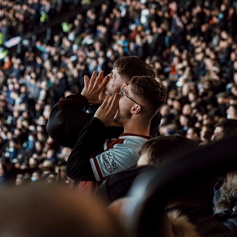 a crowd cheering